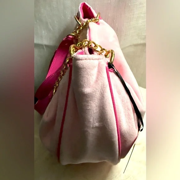 NEW Juicy Couture Juicy Kingdom Pink Velour Tote - Picture 2 of 9